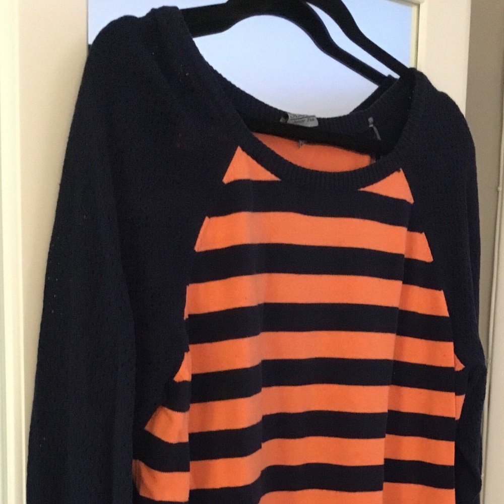 Orange and Navy Striped Sweater